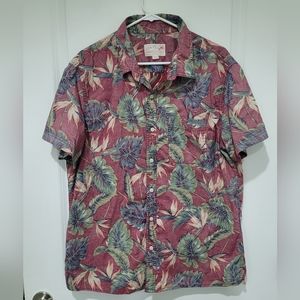 American Eagle Mens Short Sleeve Floral Pattern Hawaiian Shirt